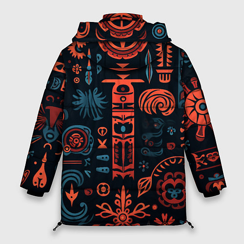 Женская зимняя куртка Абстрактный паттерн в славянской стилистике / 3D-Черный – фото 2