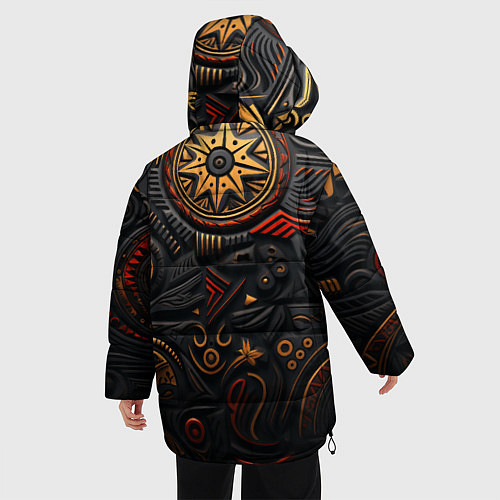 Женская зимняя куртка Абстрактный узор в славянской стилистике / 3D-Светло-серый – фото 4