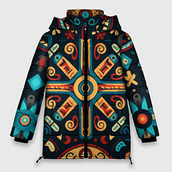 Женская зимняя куртка Симметричный орнамент в славянском стиле
