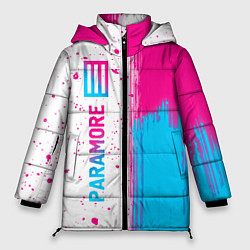 Куртка зимняя женская Paramore neon gradient style по-вертикали, цвет: 3D-черный