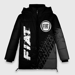 Куртка зимняя женская Fiat speed на темном фоне со следами шин вертикаль, цвет: 3D-черный