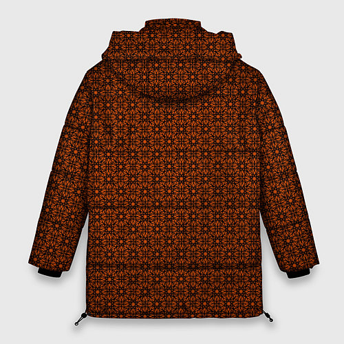 Женская зимняя куртка Цветочный узорчатый чёрно-оранжевый / 3D-Черный – фото 2