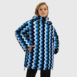 Куртка зимняя женская Ломаные полосы синий, цвет: 3D-черный — фото 2