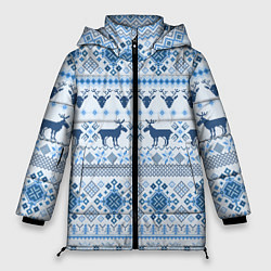 Куртка зимняя женская Blue sweater with reindeer, цвет: 3D-светло-серый