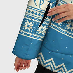 Куртка зимняя женская Sweater with deer on a blue background, цвет: 3D-черный — фото 2