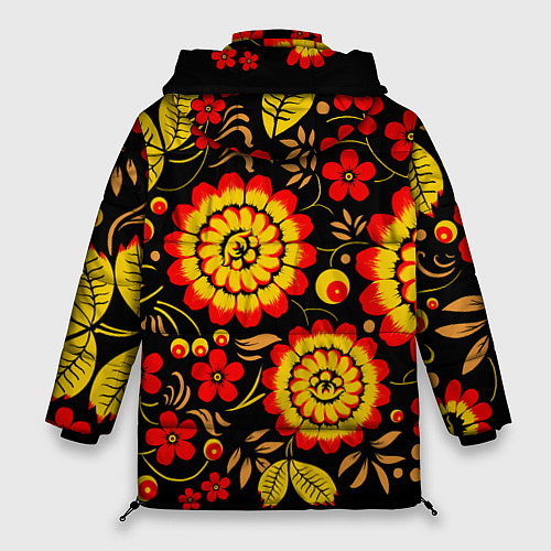 Женская зимняя куртка Хохлома: осеннее изобилие / 3D-Черный – фото 2