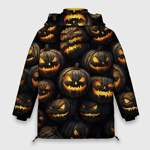 Женская зимняя куртка Зловещие хэллоуинские тыквы / 3D-Светло-серый – фото 2