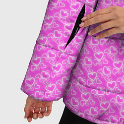Куртка зимняя женская Маленькие сердечки паттерн розовый, цвет: 3D-светло-серый — фото 2