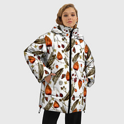 Куртка зимняя женская Перья и физалис, цвет: 3D-черный — фото 2