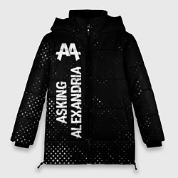 Куртка зимняя женская Asking Alexandria glitch на темном фоне по-вертика, цвет: 3D-черный