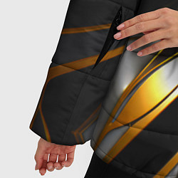 Куртка зимняя женская Неоновый узор стальная бабочка, цвет: 3D-черный — фото 2