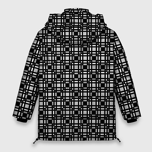 Женская зимняя куртка Черно белый геометрический клетчатый узор / 3D-Красный – фото 2