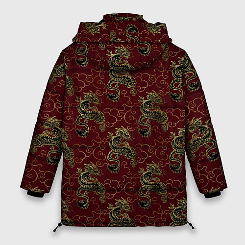 Женская зимняя куртка Азиатский стиль дракона / 3D-Черный – фото 2