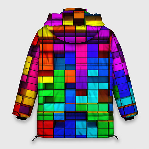 Женская зимняя куртка Радужный кубизм / 3D-Черный – фото 2