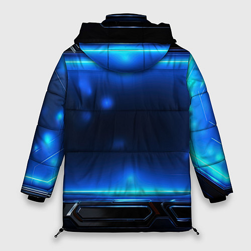 Женская зимняя куртка Синий неоновый экран / 3D-Черный – фото 2