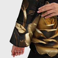 Куртка зимняя женская Металлические розы золотые и черные, цвет: 3D-красный — фото 2