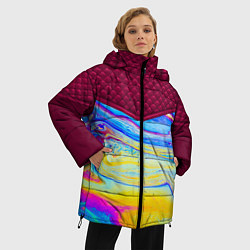 Куртка зимняя женская Разводы мыльного пузырька, цвет: 3D-красный — фото 2