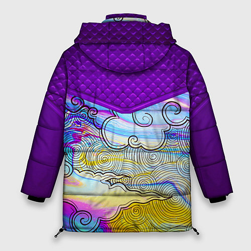 Женская зимняя куртка Облака и спирали / 3D-Черный – фото 2