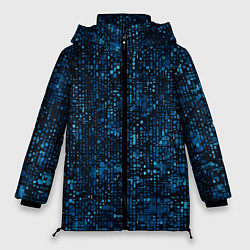 Женская зимняя куртка Синие точки на чёрном фоне