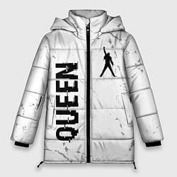Куртка зимняя женская Queen glitch на светлом фоне вертикально, цвет: 3D-черный
