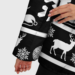 Куртка зимняя женская Новогодняя ёлка олень и дракон, цвет: 3D-черный — фото 2