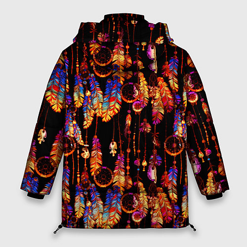 Женская зимняя куртка Ловцы снов с яркими перьями / 3D-Красный – фото 2