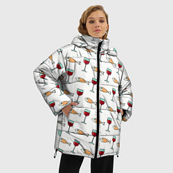 Куртка зимняя женская Фокус с с исчезновением рыбы и вина, цвет: 3D-черный — фото 2
