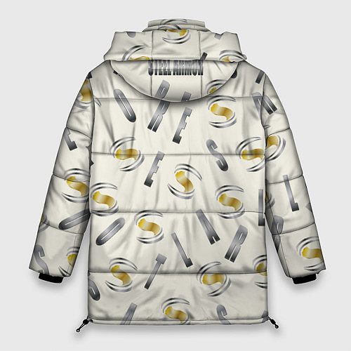 Женская зимняя куртка Стальная броня - буквеный паттерн / 3D-Светло-серый – фото 2