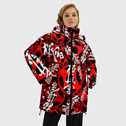 Куртка зимняя женская Карате киокушинкай лого паттерн, цвет: 3D-светло-серый — фото 2