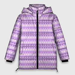 Куртка зимняя женская Геометрический узор с сердцами, цвет: 3D-светло-серый