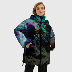 Куртка зимняя женская Неоновый иероглиф, цвет: 3D-черный — фото 2