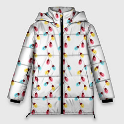 Женская зимняя куртка Новогодняя разноцветная гирлянда