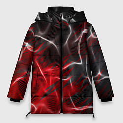 Куртка зимняя женская Дым и красные текстуры, цвет: 3D-черный