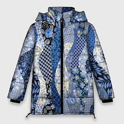 Куртка зимняя женская Лоскутные волны, цвет: 3D-черный