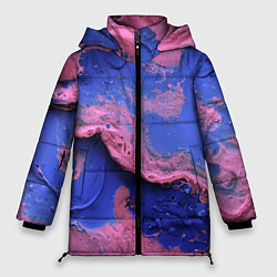 Куртка зимняя женская Розовая пена на синей краске, цвет: 3D-черный