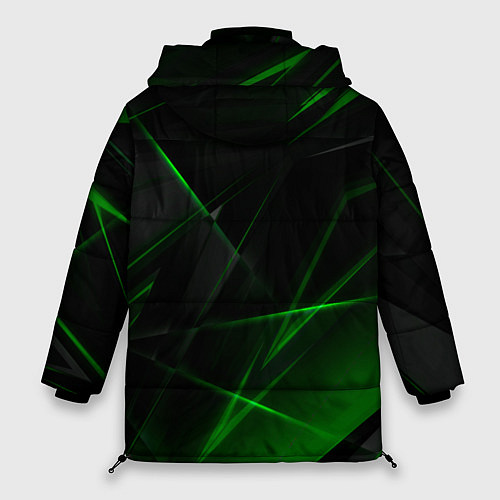 Женская зимняя куртка Зелёные узоры текстура / 3D-Черный – фото 2