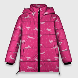 Куртка зимняя женская Розовые зайцы, цвет: 3D-светло-серый