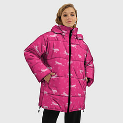 Куртка зимняя женская Розовые зайцы, цвет: 3D-красный — фото 2