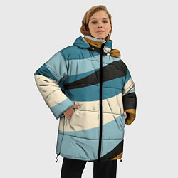 Куртка зимняя женская Полосы ретро цветов, цвет: 3D-черный — фото 2