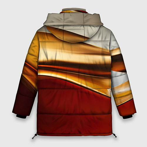 Женская зимняя куртка Бежевые и золотистые волны / 3D-Черный – фото 2