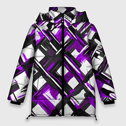 Куртка зимняя женская Фиолетовые и чёрные мазки, цвет: 3D-черный