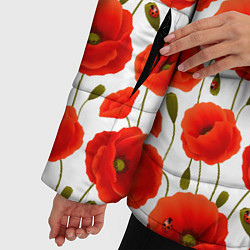 Куртка зимняя женская Полевые цветы маки, цвет: 3D-светло-серый — фото 2