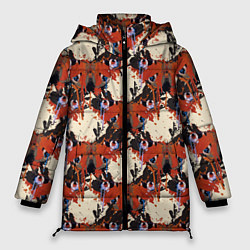 Куртка зимняя женская Абстрактный узор бабочки, цвет: 3D-черный