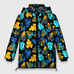 Куртка зимняя женская Тропические лягушки, цвет: 3D-черный