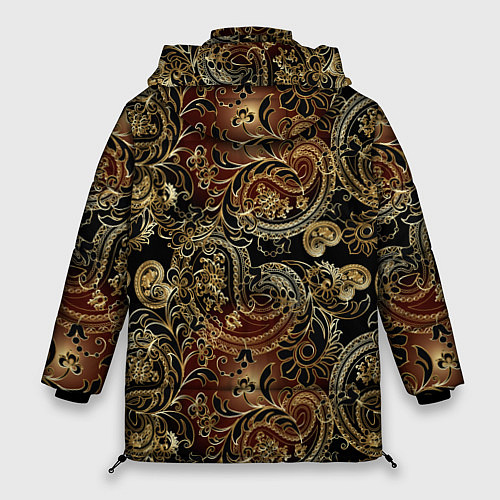 Женская зимняя куртка Золотые узоры пейсли / 3D-Черный – фото 2