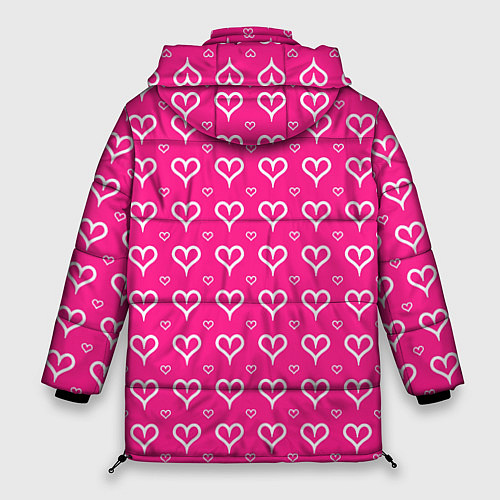 Женская зимняя куртка Сердечки паттерн насыщенный розовый / 3D-Светло-серый – фото 2