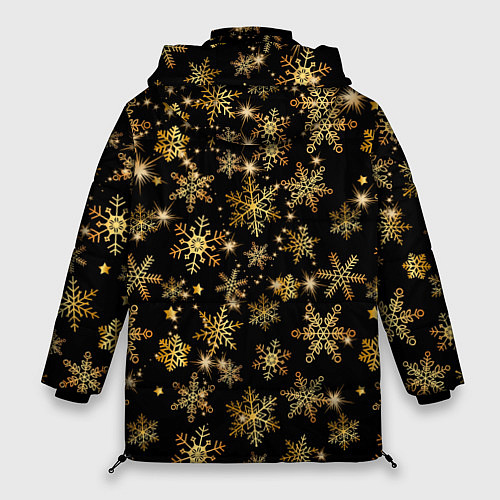 Женская зимняя куртка Россыпи золотых снежинок / 3D-Черный – фото 2