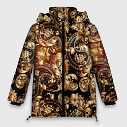 Женская зимняя куртка Пейсли золотые узоры