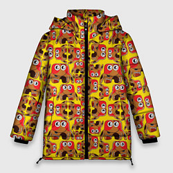 Куртка зимняя женская Мультяшные разноцветные монстрики, цвет: 3D-черный