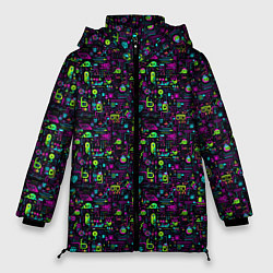 Куртка зимняя женская Принт в стиле киберпанк, цвет: 3D-черный